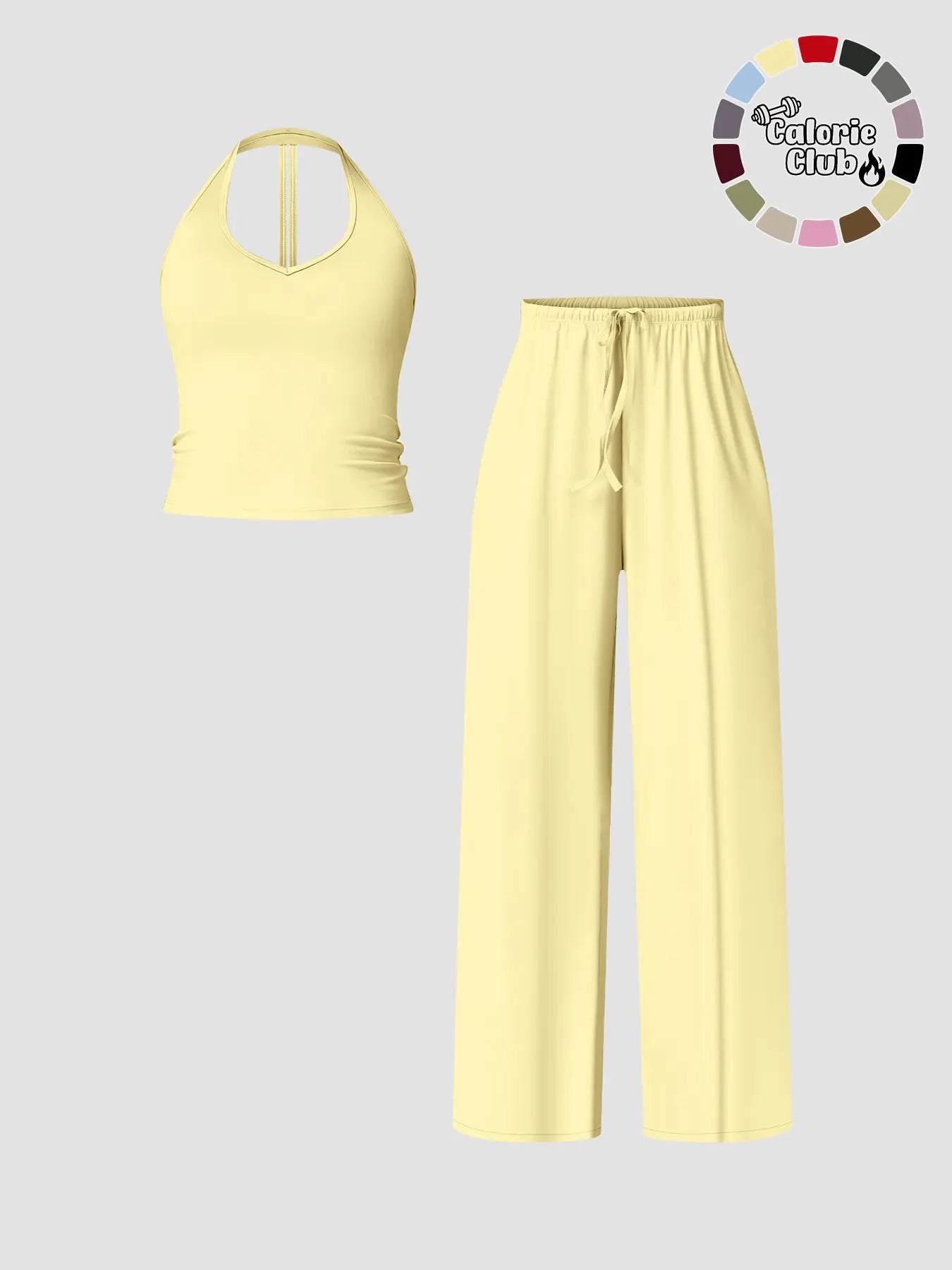 Women'S Quick-Dry Sports Tank Top, Casual High-Waisted Bell Bottoms, Comfortable Sporty, All-Season Plain Style, Sports Wear Set