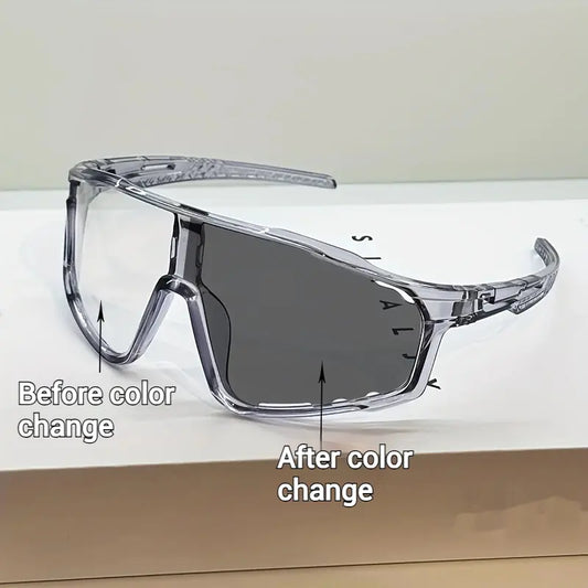 New Arrival: Uv-Protective Sunglasses for Hiking & Cycling — Windproof, Changes Color in Response to UV Intensity; the Stronger the UV Light, the Deeper the Color Change.Sand-Resistant Sports Eyewear with Versatile, Stylish Photochromic Lenses