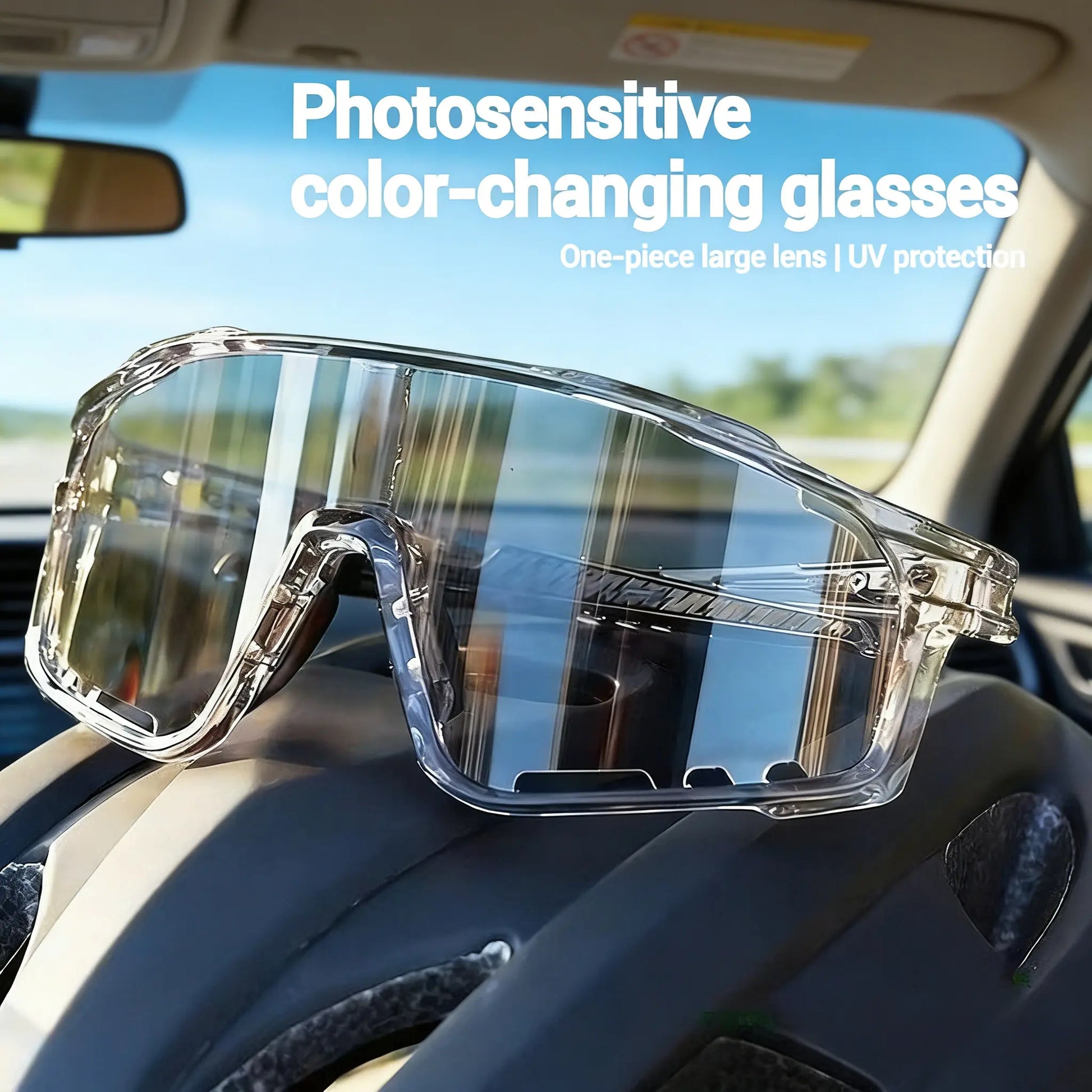 New Arrival: Uv-Protective Sunglasses for Hiking & Cycling — Windproof, Changes Color in Response to UV Intensity; the Stronger the UV Light, the Deeper the Color Change.Sand-Resistant Sports Eyewear with Versatile, Stylish Photochromic Lenses