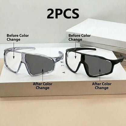 New Arrival: Uv-Protective Sunglasses for Hiking & Cycling — Windproof, Changes Color in Response to UV Intensity; the Stronger the UV Light, the Deeper the Color Change.Sand-Resistant Sports Eyewear with Versatile, Stylish Photochromic Lenses