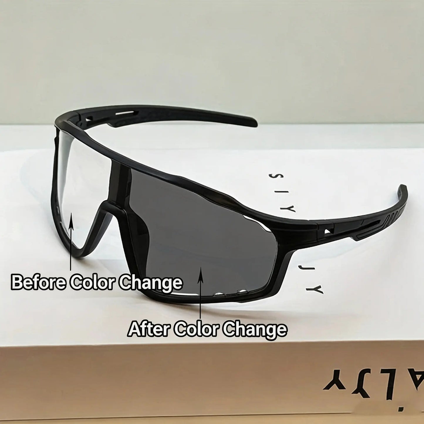 New Arrival: Uv-Protective Sunglasses for Hiking & Cycling — Windproof, Changes Color in Response to UV Intensity; the Stronger the UV Light, the Deeper the Color Change.Sand-Resistant Sports Eyewear with Versatile, Stylish Photochromic Lenses