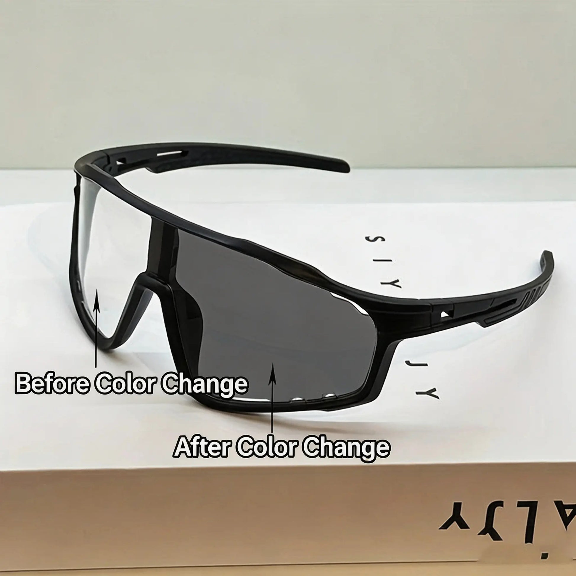 New Arrival: Uv-Protective Sunglasses for Hiking & Cycling — Windproof, Changes Color in Response to UV Intensity; the Stronger the UV Light, the Deeper the Color Change.Sand-Resistant Sports Eyewear with Versatile, Stylish Photochromic Lenses